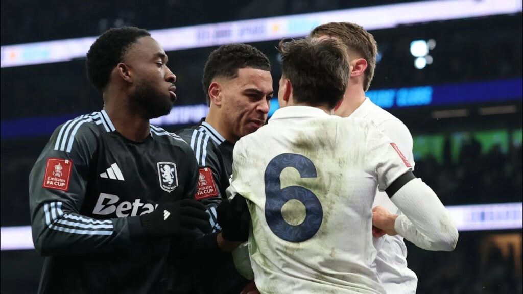 João Palhinha and Morgan Rogers in Heated On-Field Fight | Aston Villa vs Tottenham hotspur 2-1
