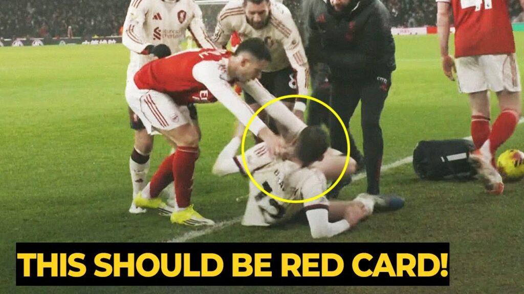 Gabriel Martinelli attacked the injured Conor Bradley led to him being forced off the pitch