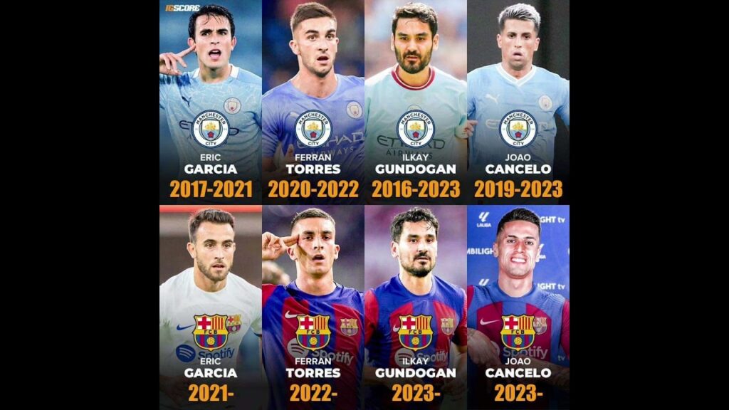 Manchester CFCB🇪🇸 Eric García🇪🇸 Ferran Torres🇩🇪 Ilkay Gündogan🇵🇹 João CanceloFC Barcelona likes  😍