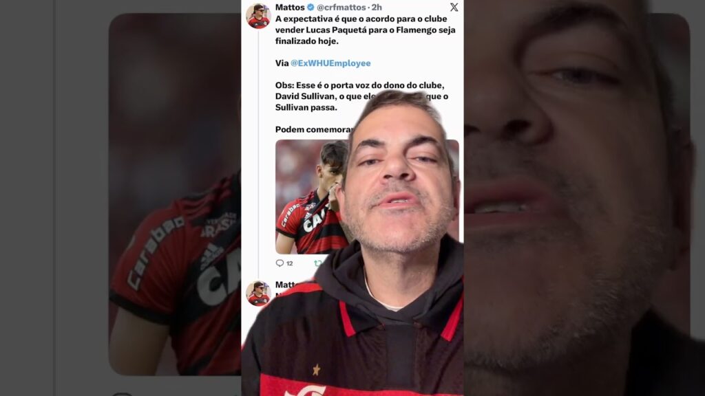 CONTRATAÇÃO DE LUCAS PAQUETÁ DEVE SER CONCLUÍDA HOJE, SEGUNDO FONTES SEGURAS SOBRE WEST HAM!