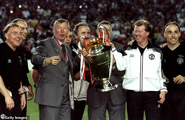 Steve McLaren, second right, claimed Sir Alex Ferguson promised Jesper Blomqvist he would start him in the 1999 Champions League final