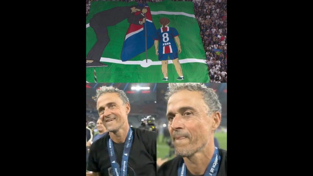 PSG fans with a Special Tifo of Luis Enrique and his late daughter Xana 😍 | UCL Final 2025