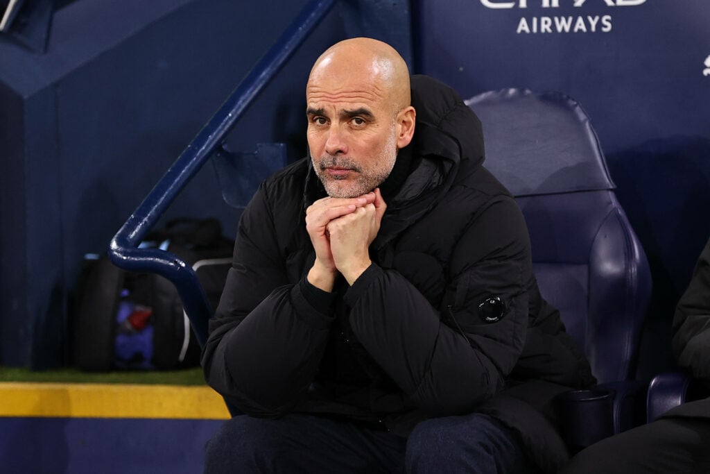 Pep Guardiola at the Etihad Stadium