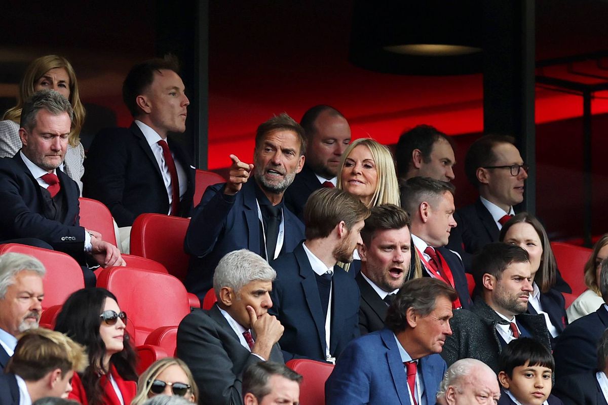 Jurgen Klopp and Ulla Sandrock watching Liverpool in May 2025