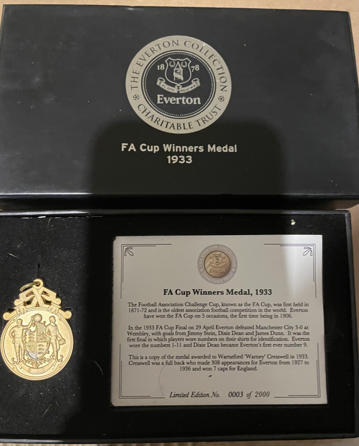 Replica medals. Does anyone remember when the club issued a 24 piece set of replica medals from throughout the club’s history. Winners medals, loser medals, issued around 2008ish one a month for 24 months. It was to raise money for The Everton Charitable Trust