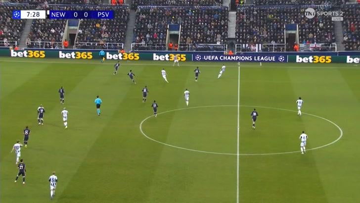 Newcastle [1] - 0 PSV - Yoane Wissa 9'