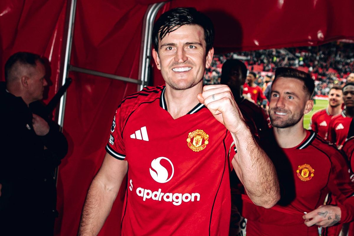Harry Maguire walks down the tunnel at Old Trafford