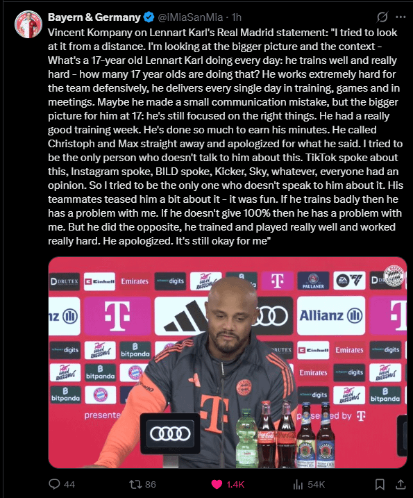 Kompany On Karl's Statement