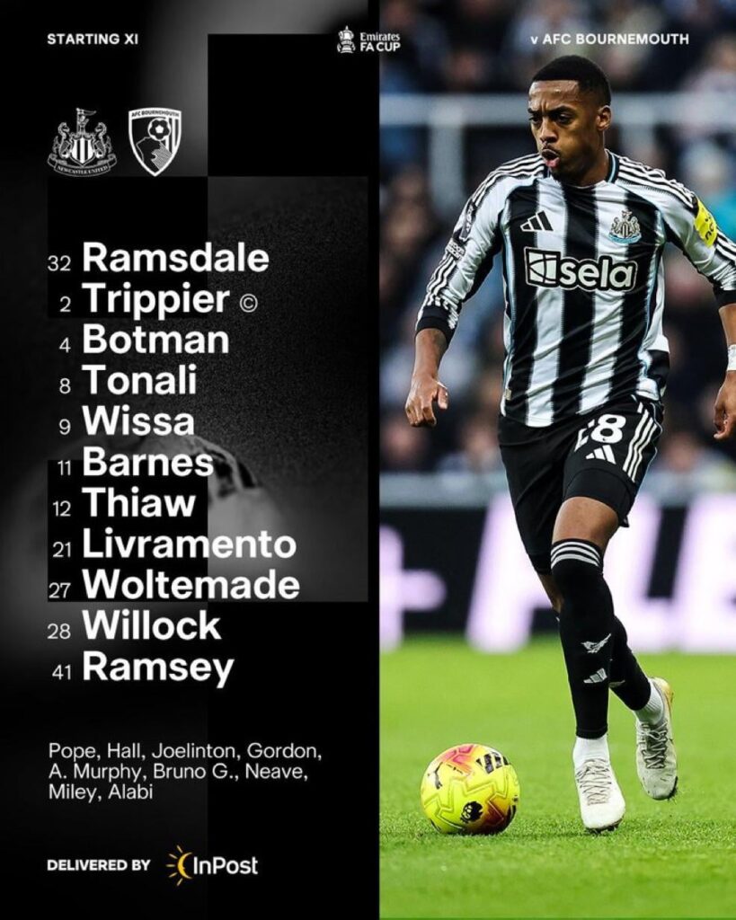 Lineup vs Bournemouth