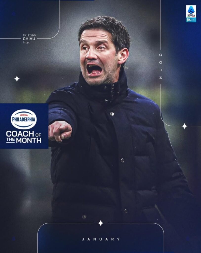 Chivu has won the Serie A Coach of the Month twice in a row!