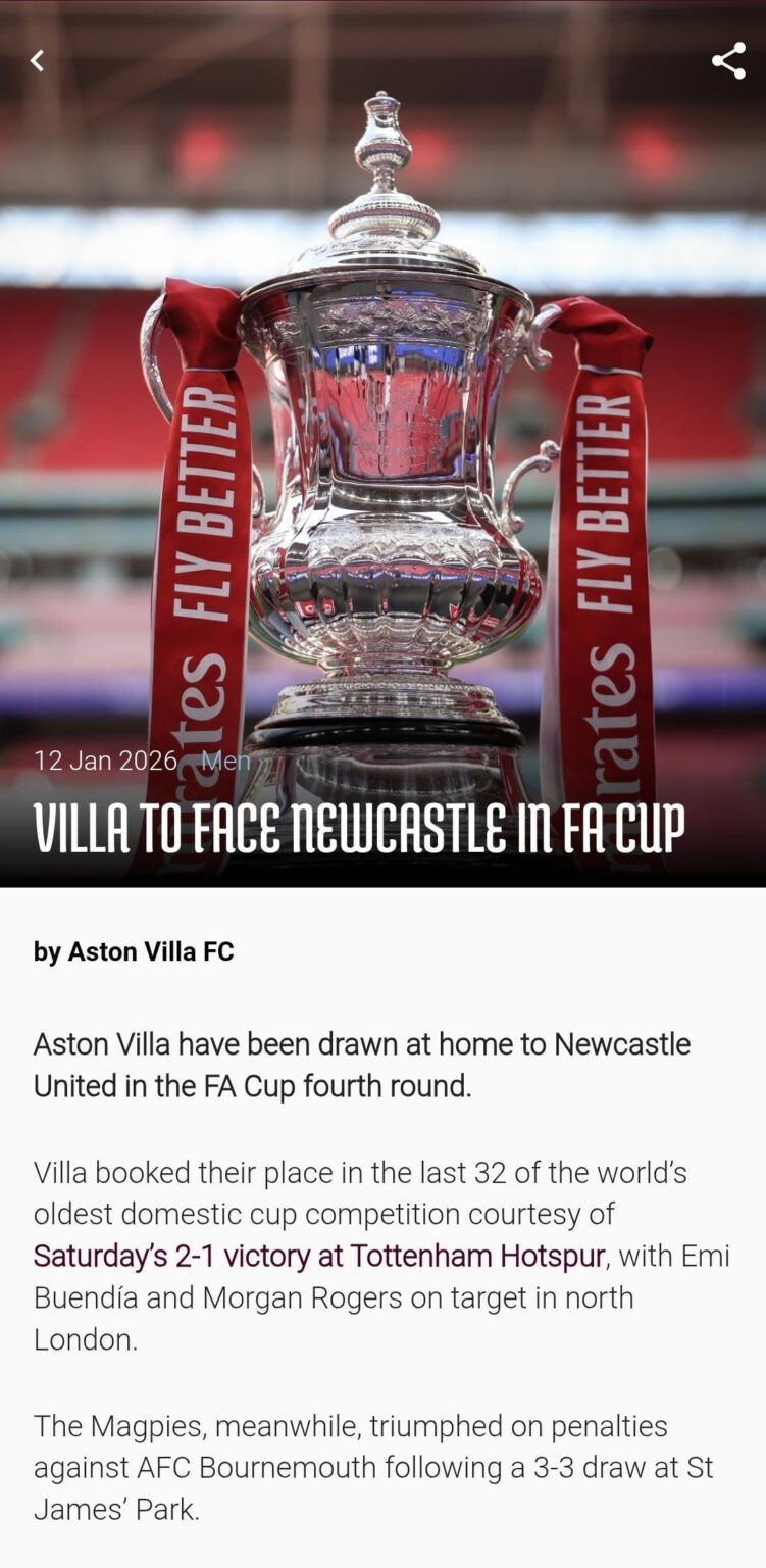 Newcastle at Home in the cup.