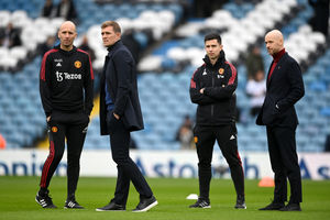 Alongside Darren Fletcher and Erik ten Hag during his time at United (Photo by Gareth Copley/Getty Images)