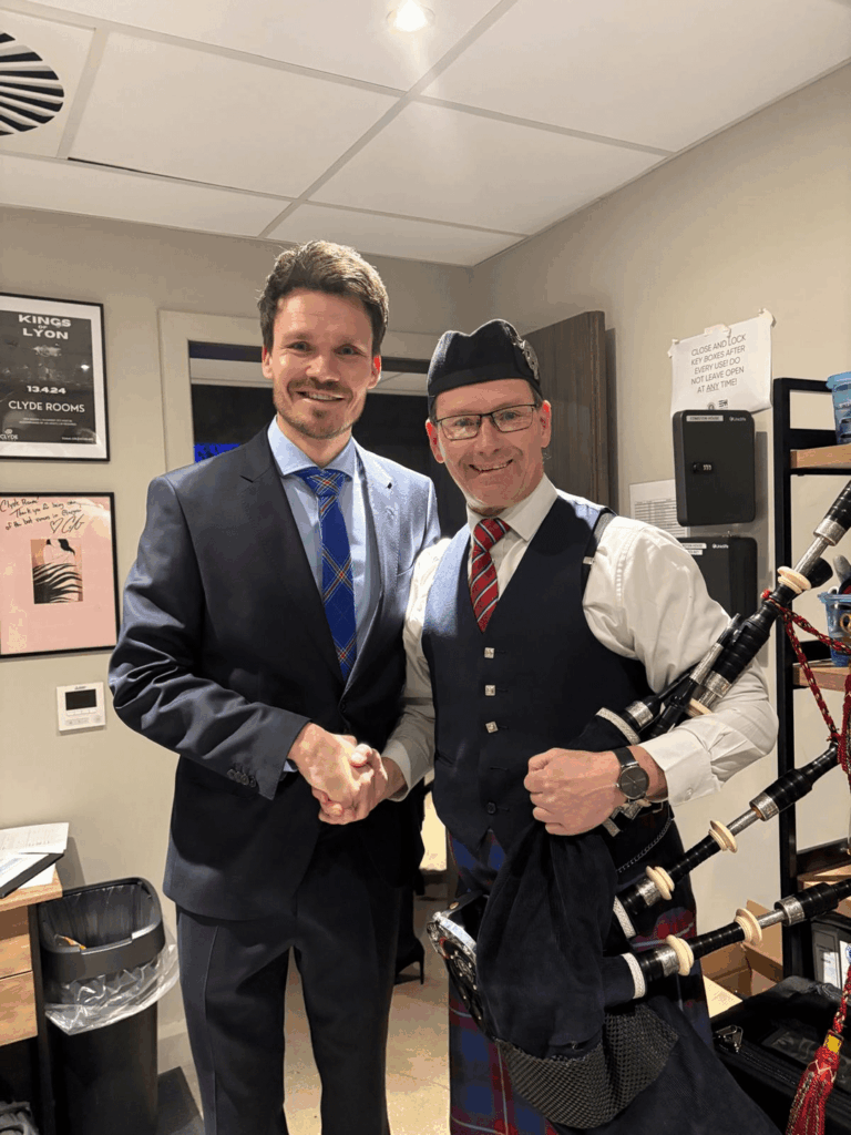 Greg Stewart and his fellow band members from Strathendrick pipe-band were at the 2026 Club Burns Supper held at Edmiston House recently