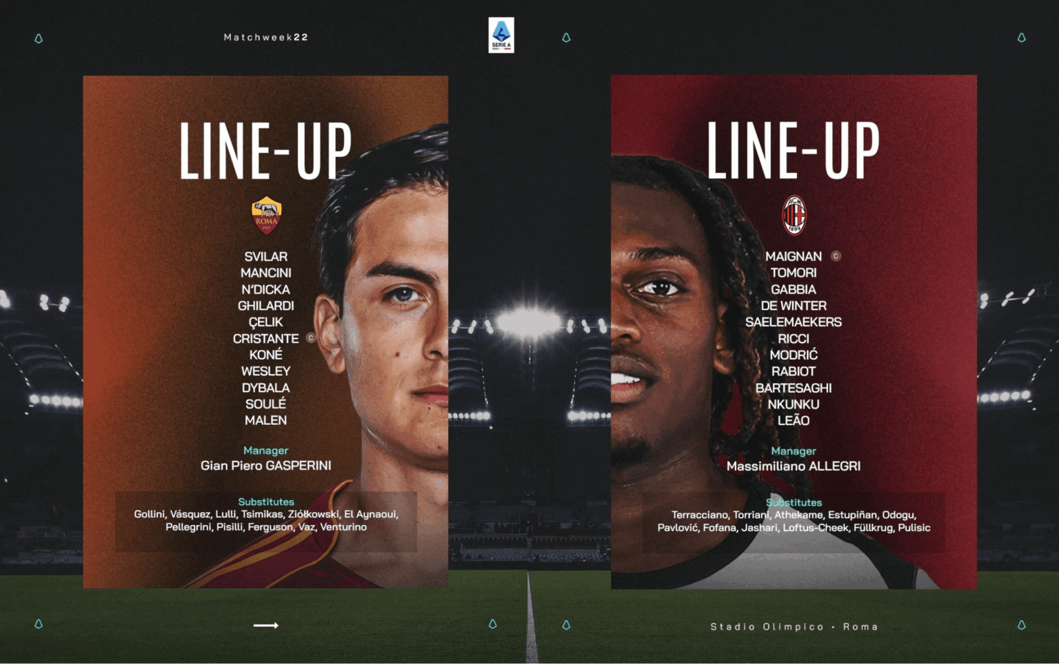 Roma VS Milan - Formazioni Ufficiali 📄👀