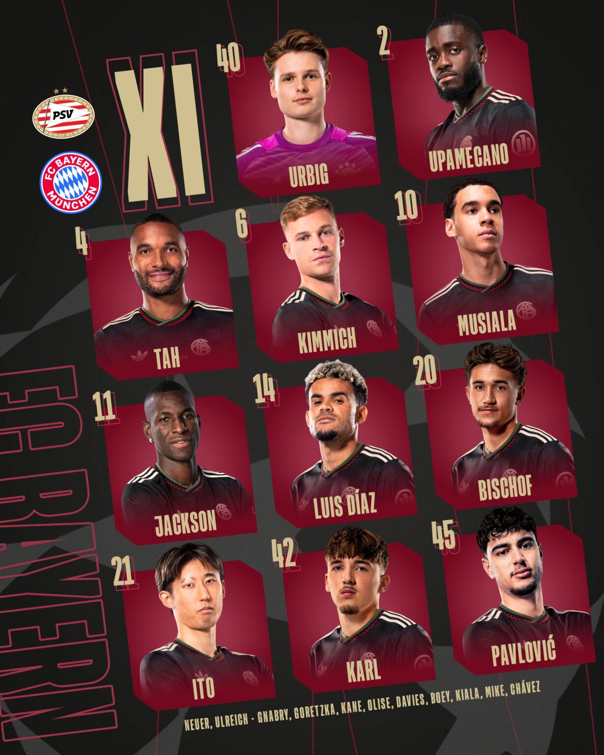 Our Starting XI against PSV