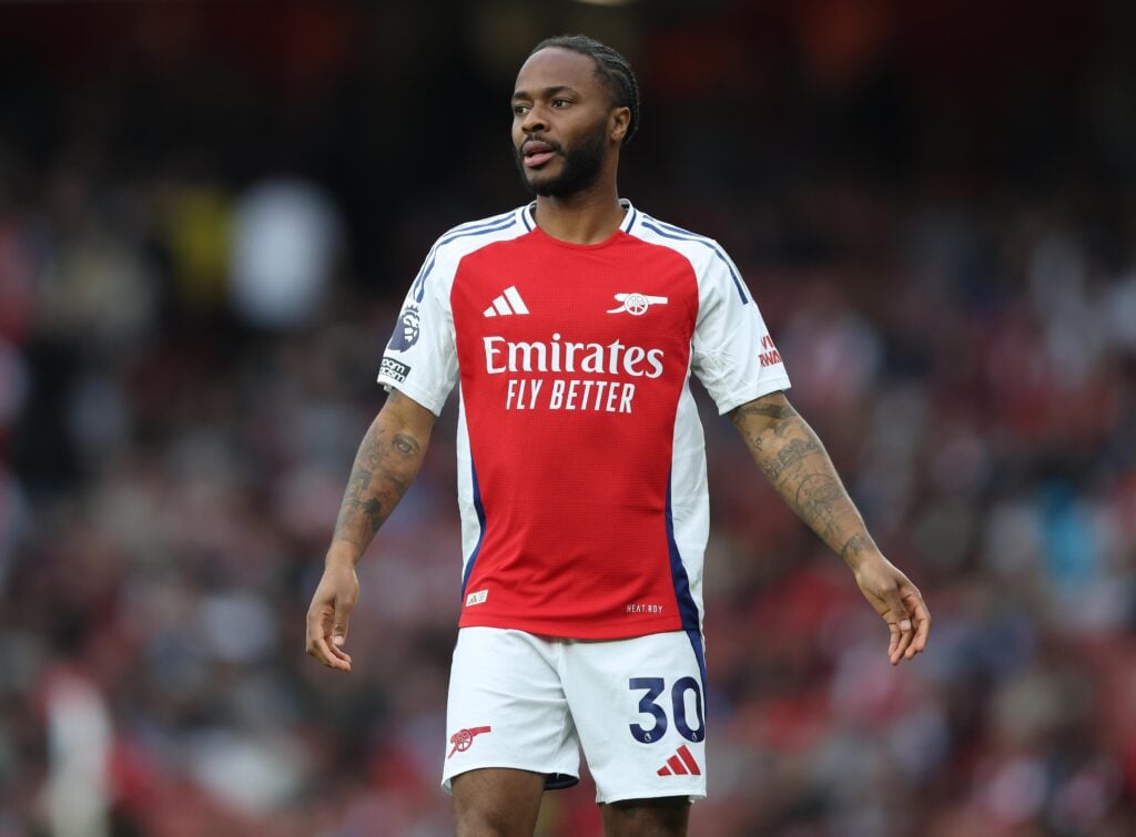 Tottenham target Raheem Sterling in an Arsenal kit.