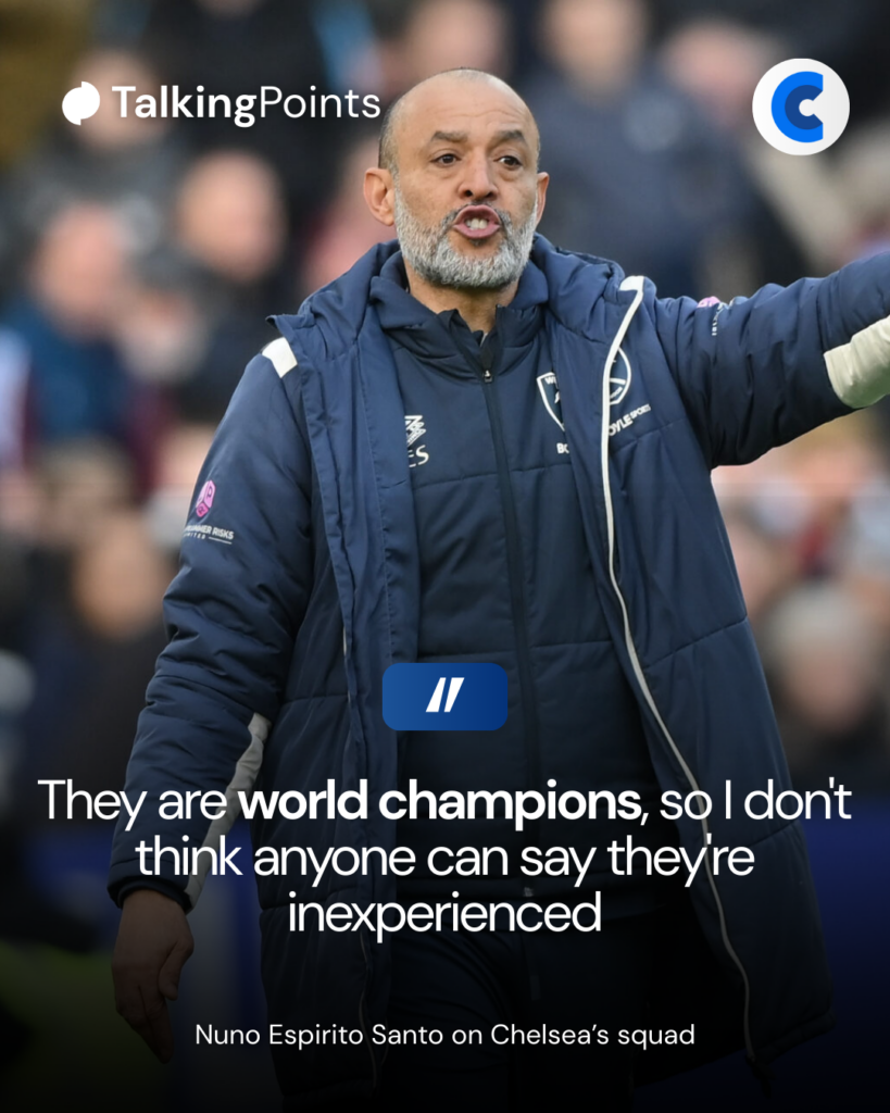 West Ham manager Nuno Espirito Santo speaking about Chelsea's squad