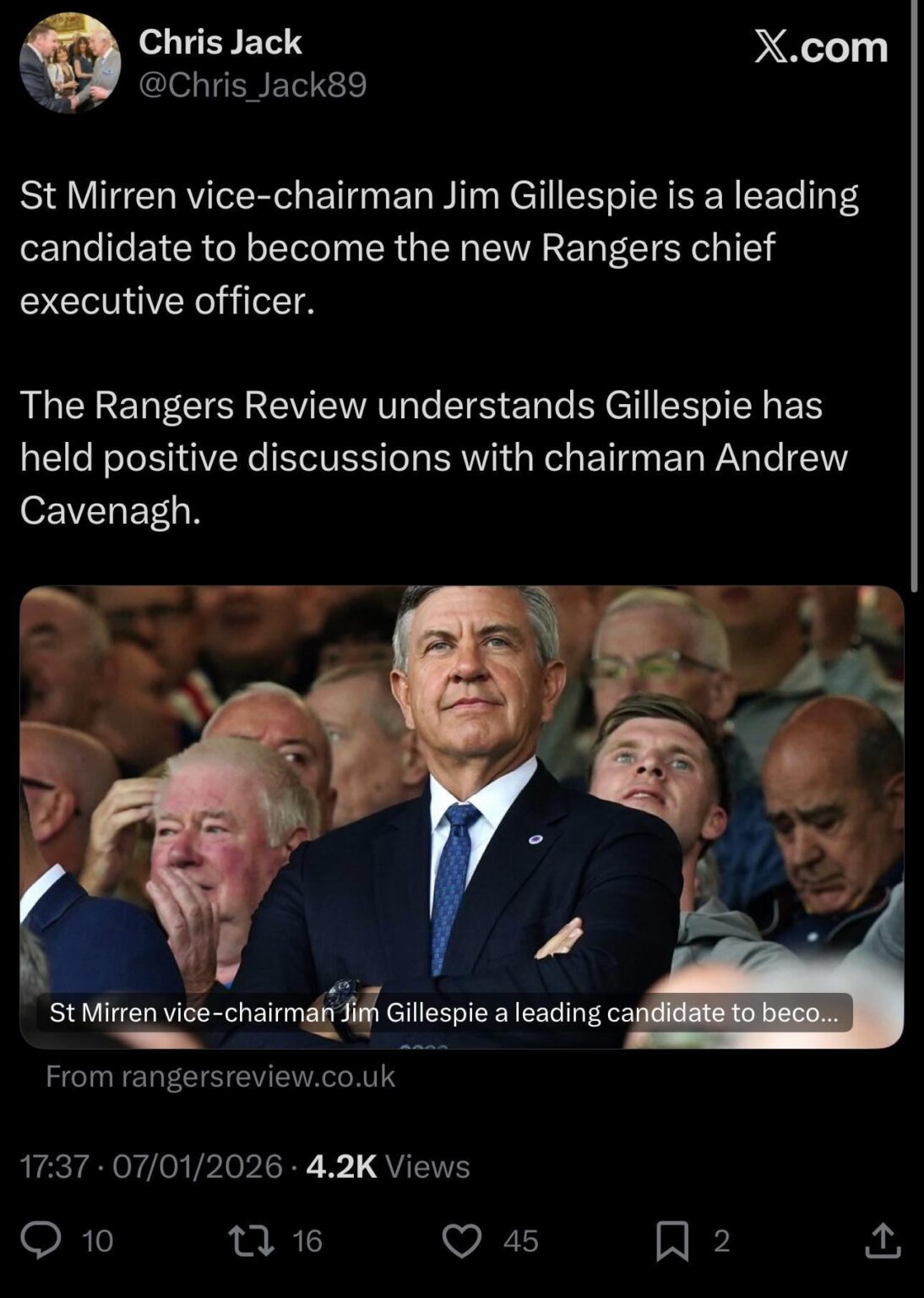 [Chris Jack] Jim Gillespie is a leading candidate to be the new CEO (again)