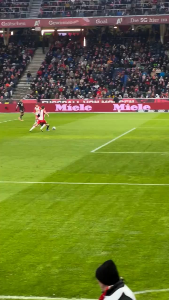 Lennart Karl with Cristiano Ronaldo’s ‘Calma, Calma’ after his goal vs Salzburg