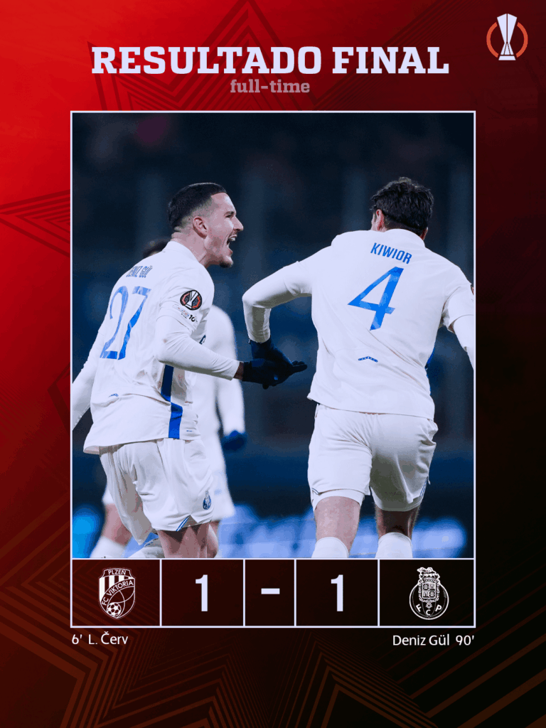 Empate em Plzen dificulta passagem direta aos 'oitavos' da Liga Europa. O que acharam do jogo, Dragões? 💙