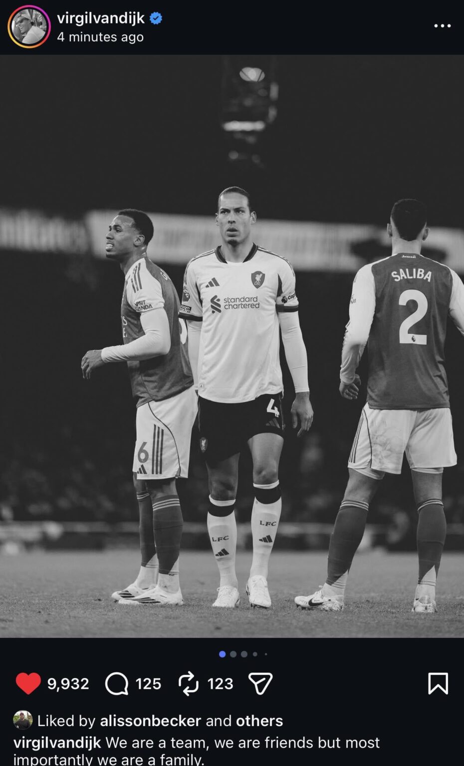 Van Dijk on Instagram: We are a team, we are friends but most importantly we are a family.