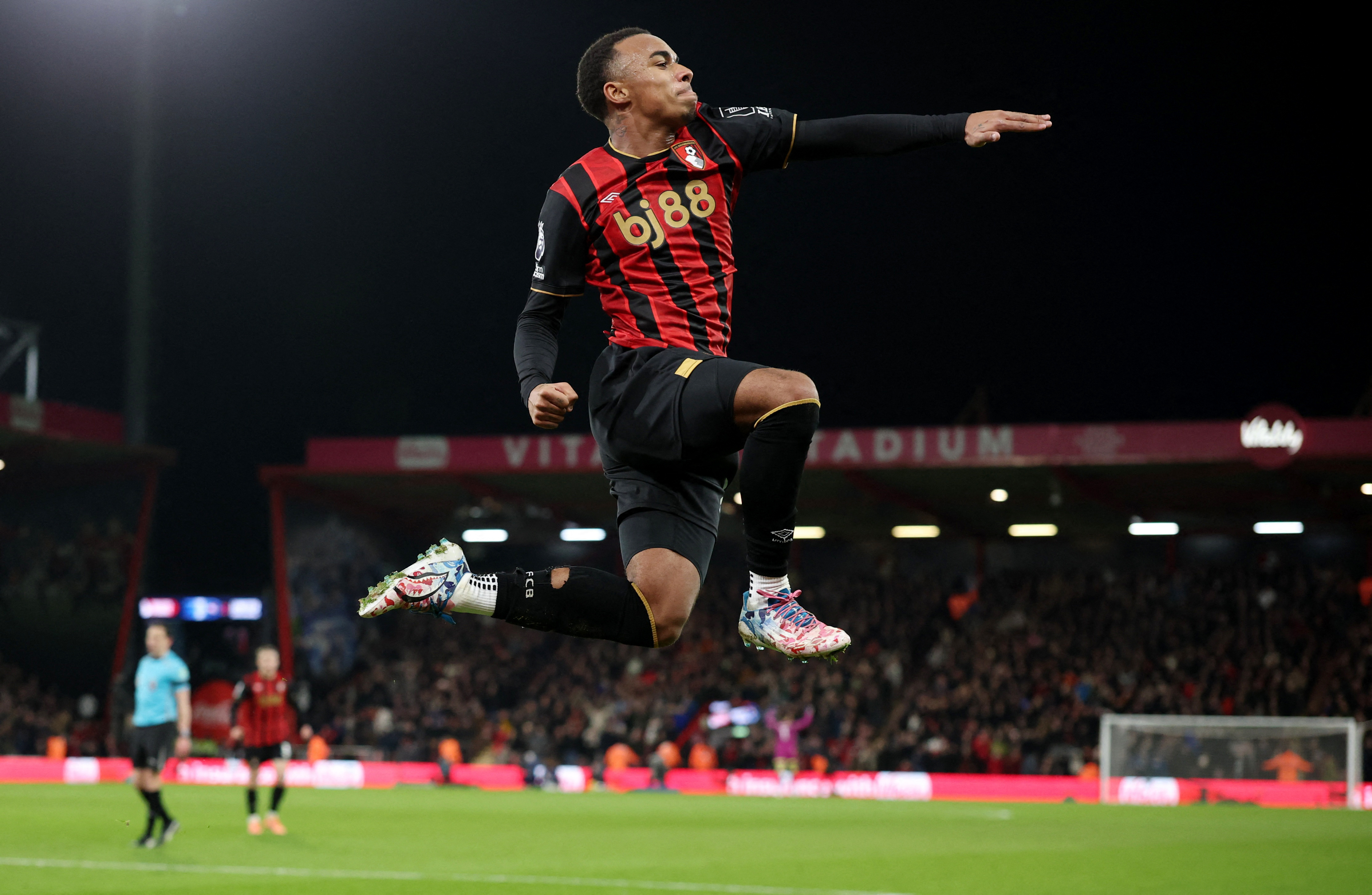AFC Bournemouth's Eli Junior Kroupi celebrates scoring his second goal.