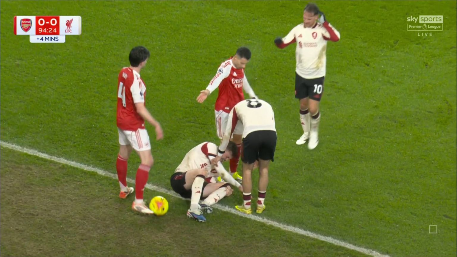 Martinelli shoves injured Conor Bradley