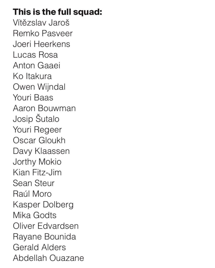 Ajax squad list for UCL match against Villarreal: Baas returns, first time in UCL squad for Ouazane