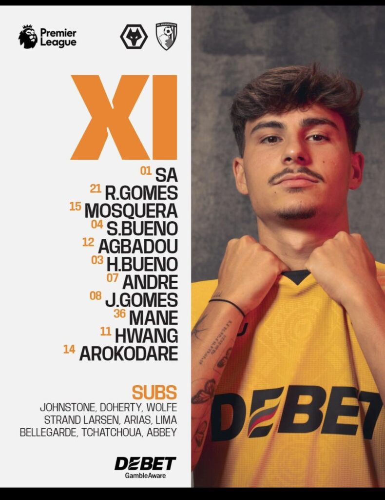 Wolves line up vs Bournemouth
