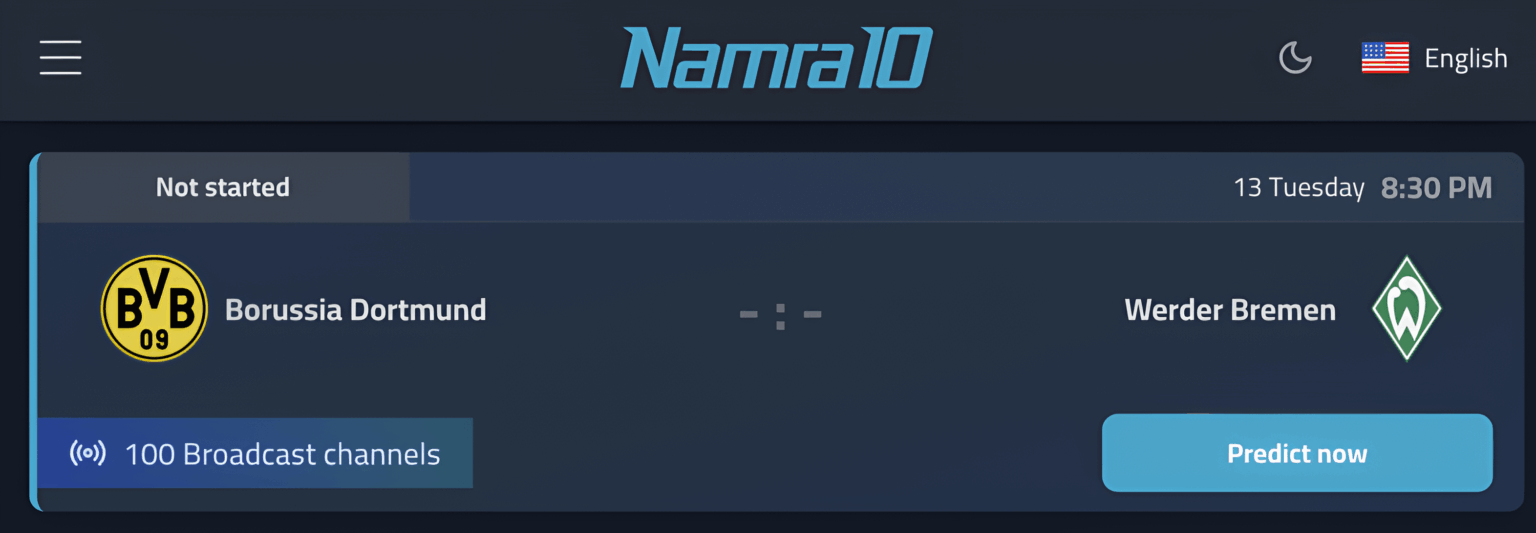 More than 100 TV channels will broadcast the match between Borussia Dortmund and Werder Bremen.