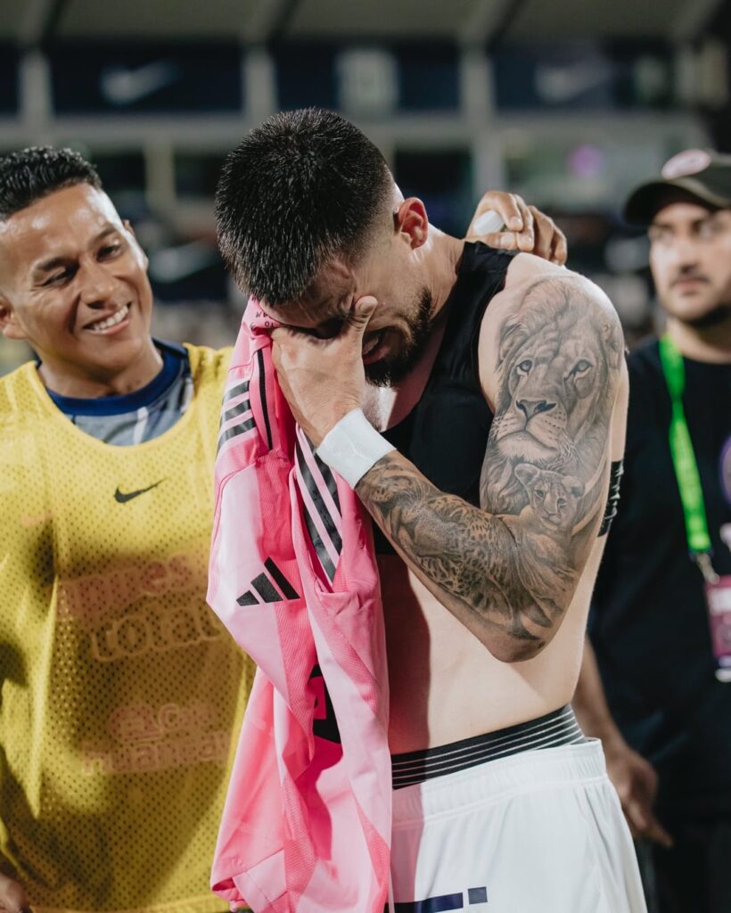 Alianza Lima's Alan Cantero was in tears after his idol Leo Messi gave him his Inter Miami shirt after a friendly. Cantero has a Messi tattoo on his leg