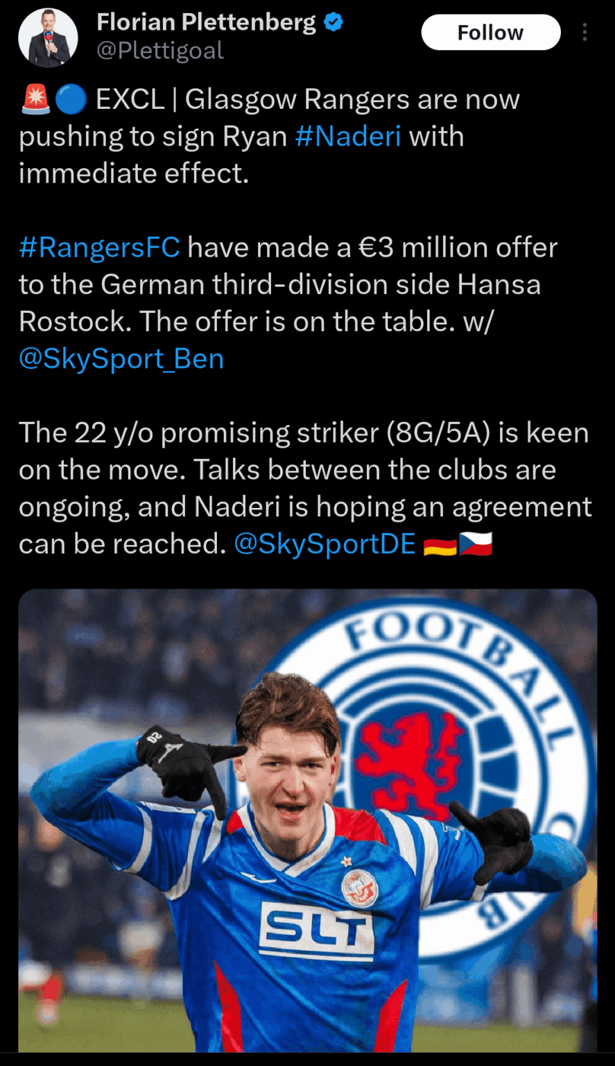 Transfer Rumour - Ryan Naderi