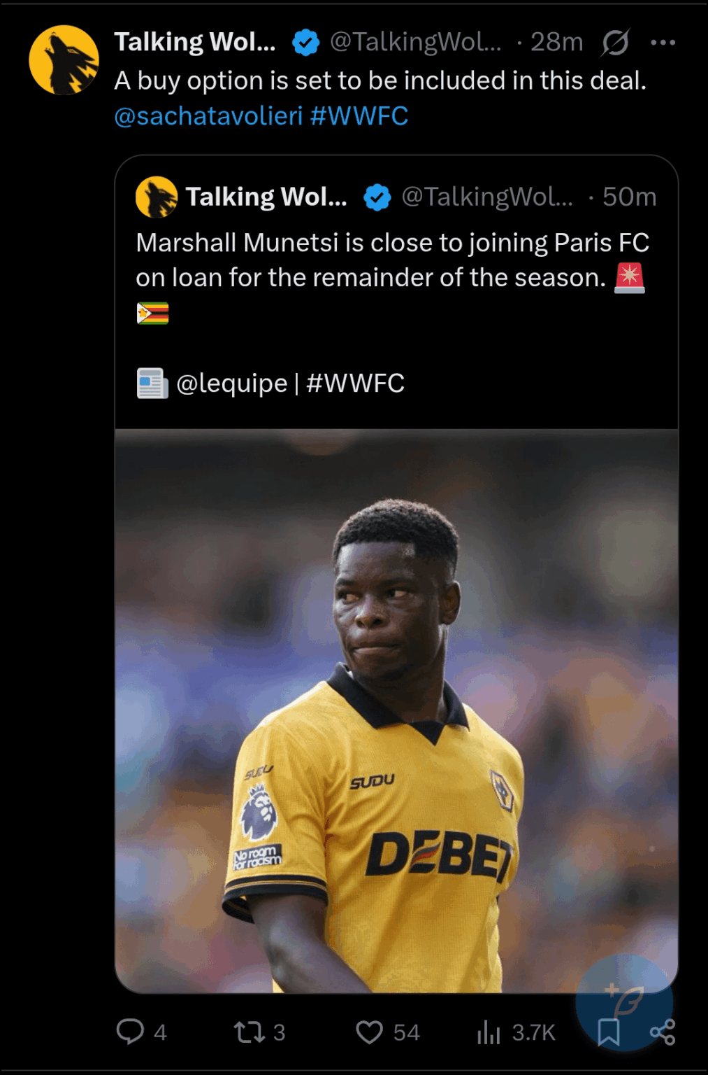 We do love options to buy instead of obligations or actually selling players don't we.