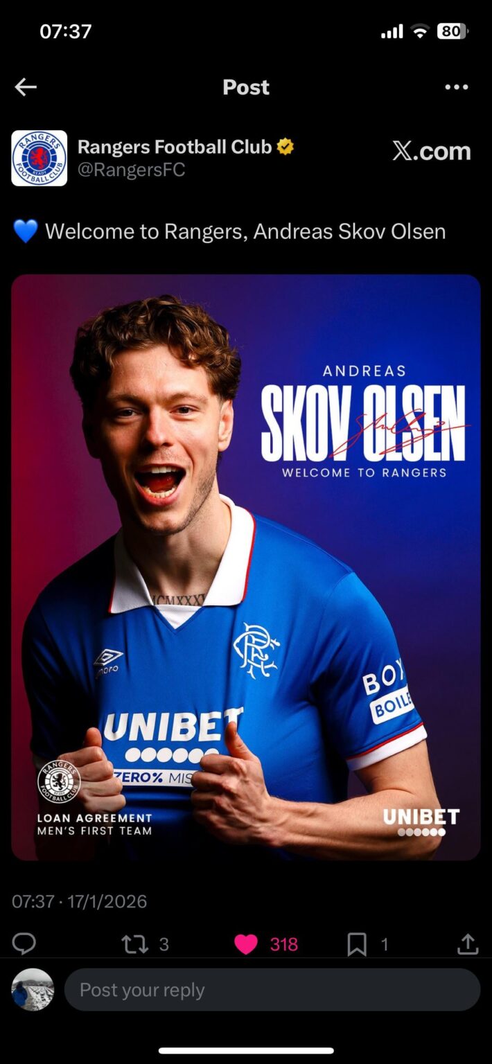 A 6ft Danish winger signs for Rangers