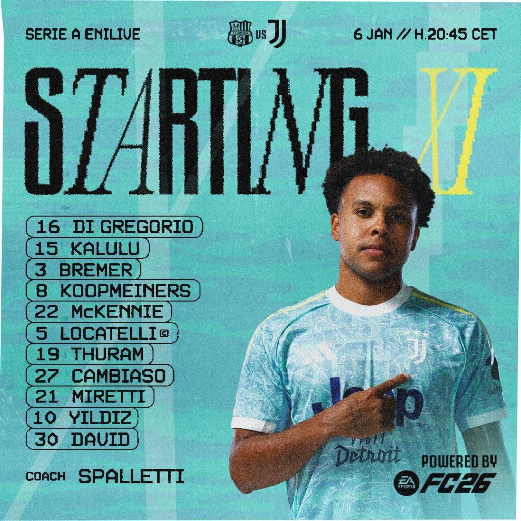 Sassuolo VS Juve Starting XI