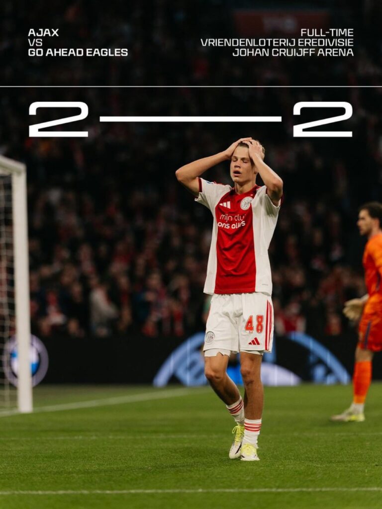 Ajax fail to see out a 2-0 lead and draw 2-2 with GAE