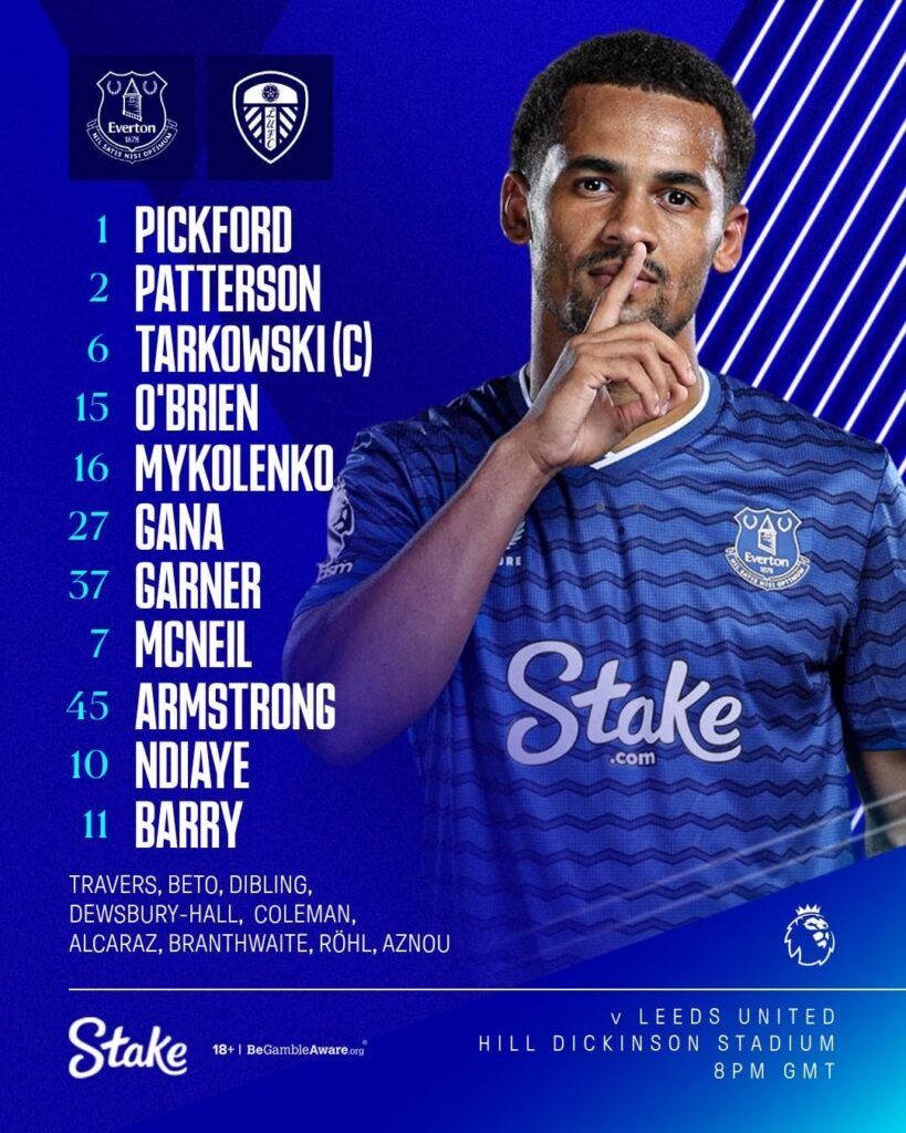 Tonight's Toffees to face @LUFC! 🔵 #EVELEE