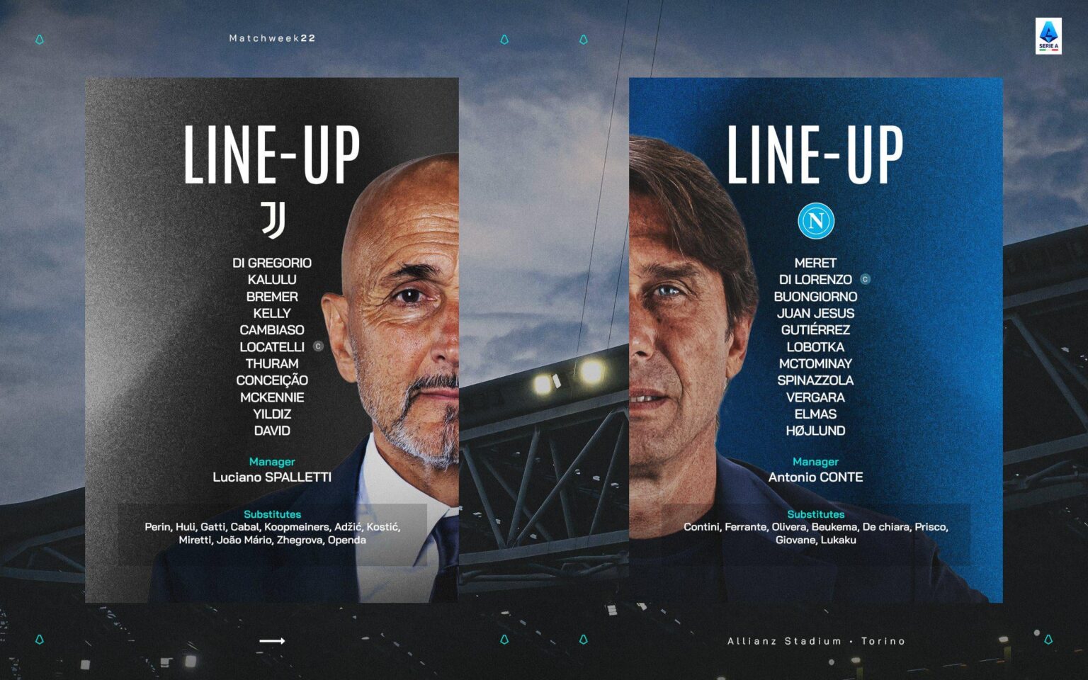 Juventus VS Napoli - Formazioni Ufficiali 📄👀