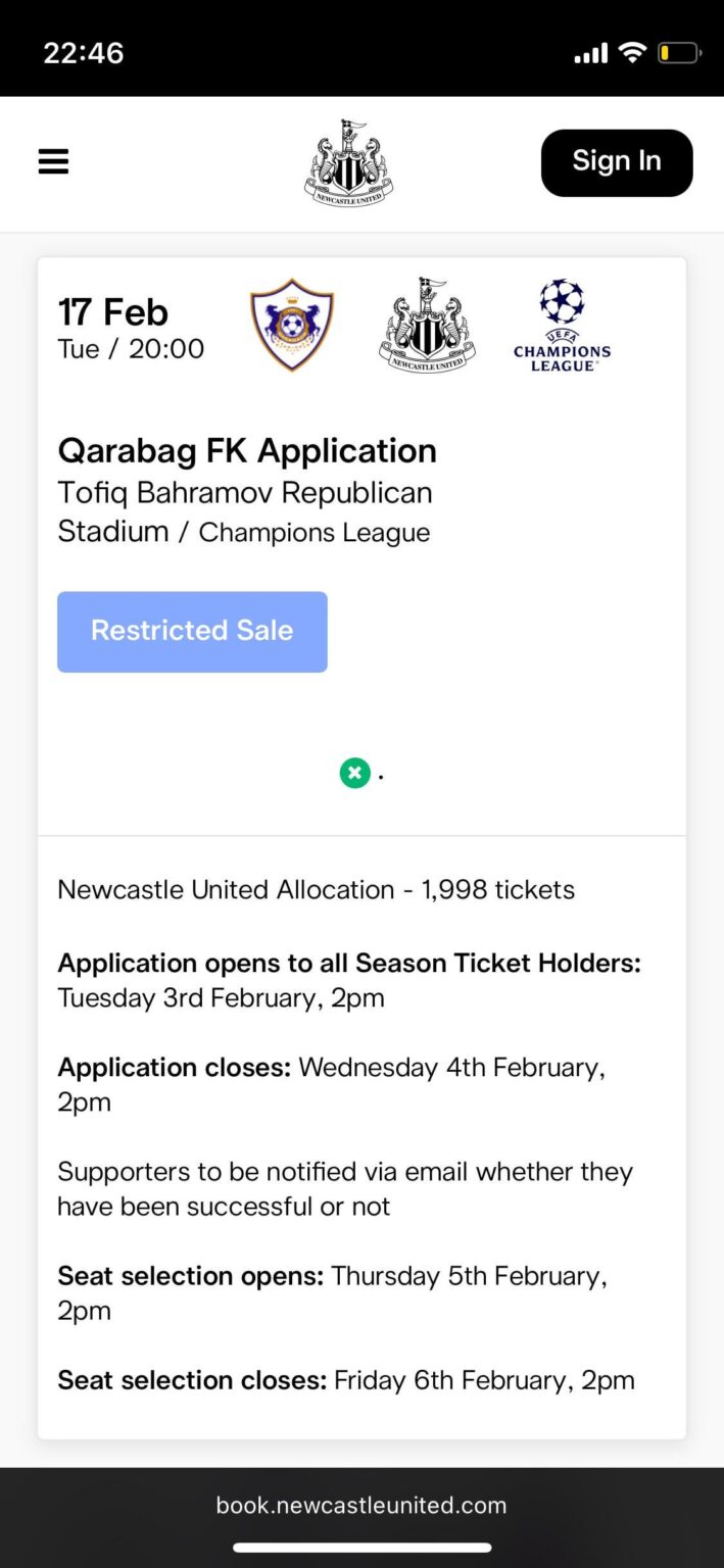 Qarabag away tickets