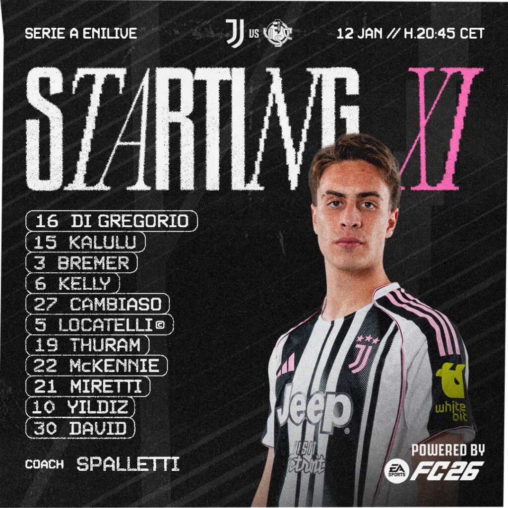 Juve VS Cremonese Starting XI