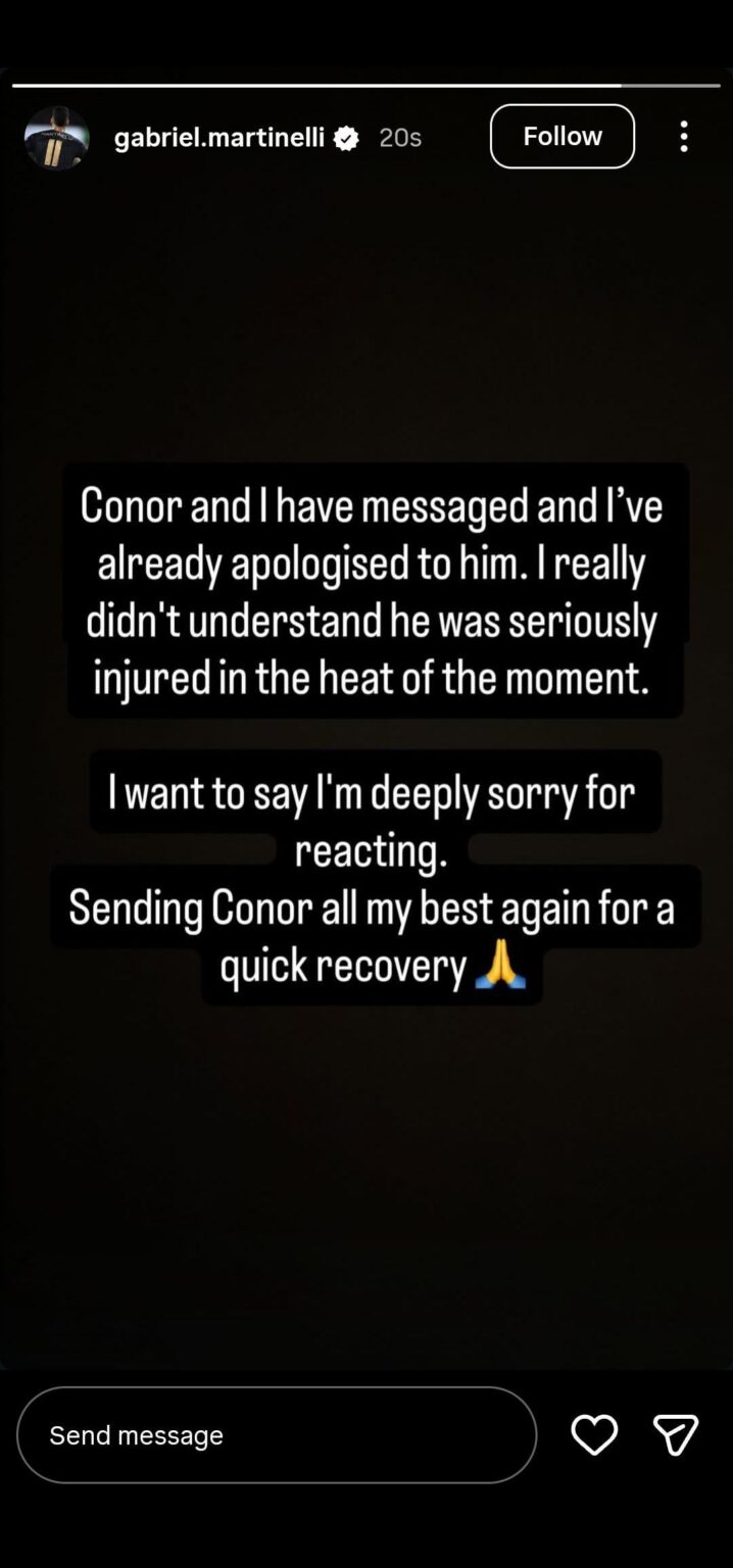 Martinelli on Instagram regarding Conor Bradley