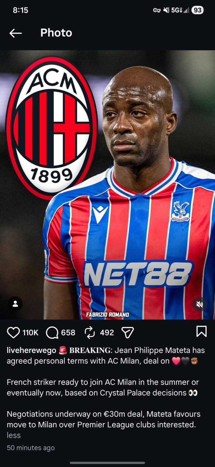 Mateta is going to Milan