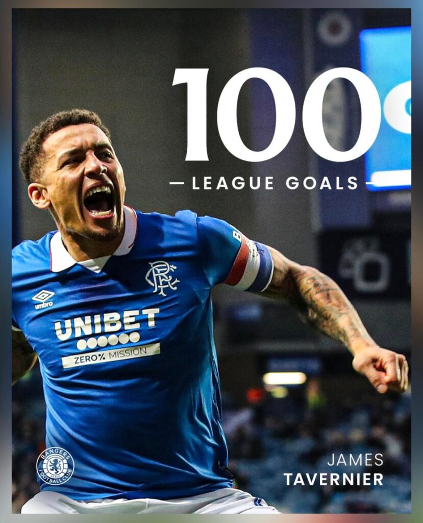 100 league goals for James Tavernier 💙
