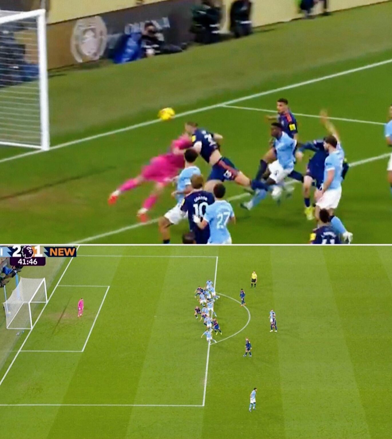 Ruben Dias pushed Dan Burn into the offside position. ⚽