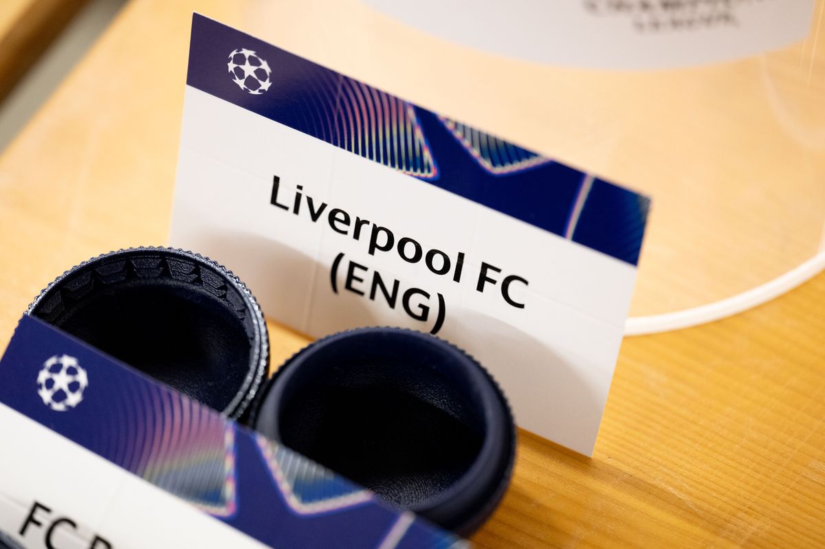 A detailed view of the card of Liverpool before the Champions League draw