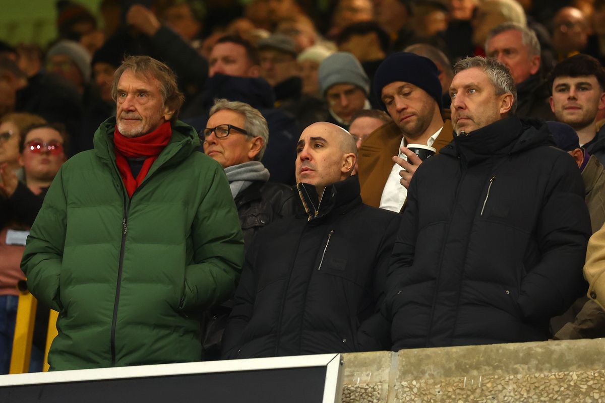 Manchester United decision makers Sir Jim Ratcliffe, Omar Berrada and Jason Wilcox