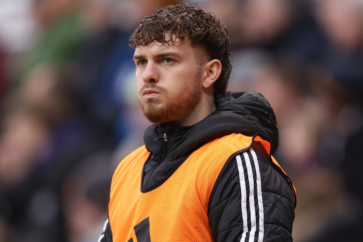 Substitute, Harvey Elliott of Aston Villa looks on during the Premier League match between Newcastle United and Aston Villa at St James' Park on January 25, 2026 in Newcastle upon Tyne, England.