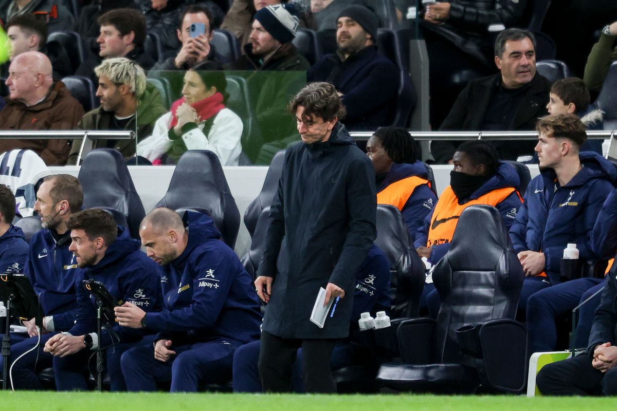 Head Coach Thomas Frank of Tottenham Hotspur reaction after Antoine Semenyo of Manchester City scores a goal to make it 2-0 during the Premier League match between Tottenham Hotspur and Manchester City at Tottenham Hotspur Stadium on February 01, 2026 in London, England
