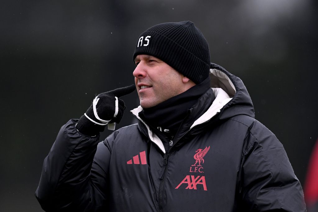 Arne Slot during a Liverpool training session.