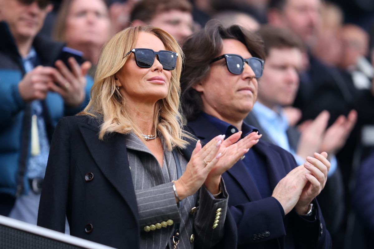 Amanda Holden in the stands during the Premier League match between Fulham and Everton at Craven Cottage